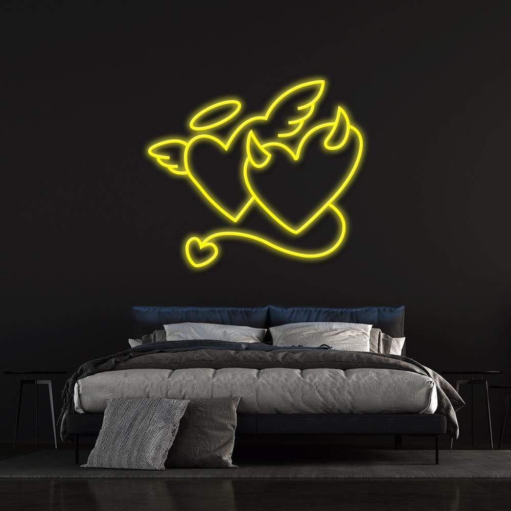 Angel and Devil Hearts Neon Sign - Neon Fever